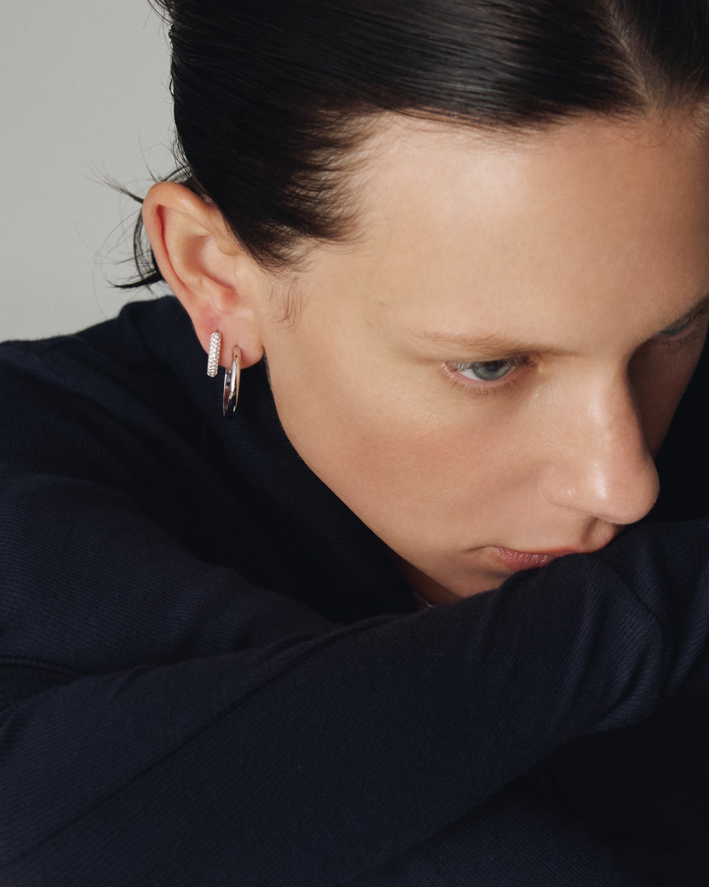 Numbering - Basic Pave Hoop Earrings #3207 product image 2 | TRAB K-Fashion Australia