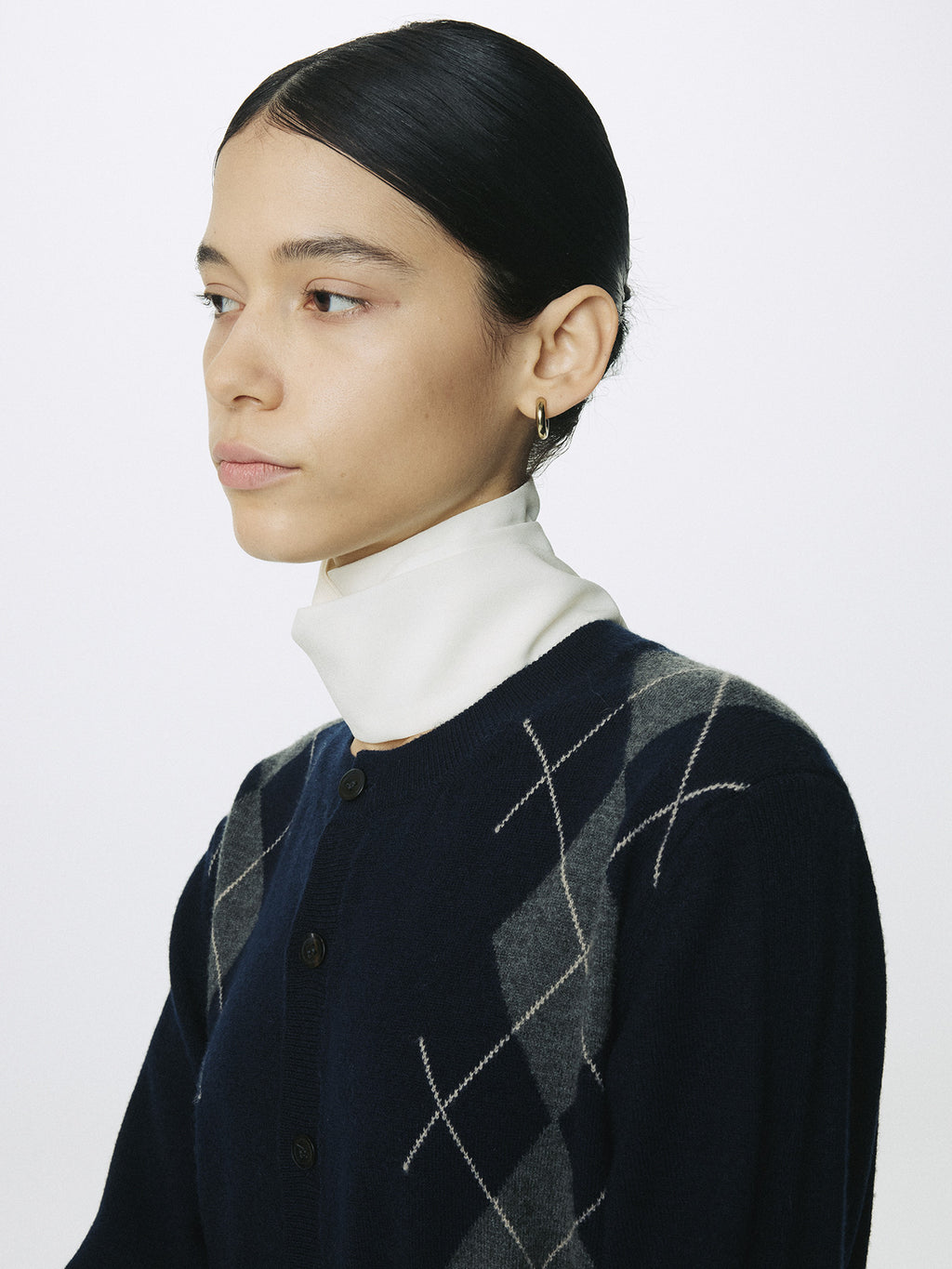 Tonywack - Merino Wool Argyle Cardigan (Navy/Grey) product image 3 | TRAB K-Fashion Australia