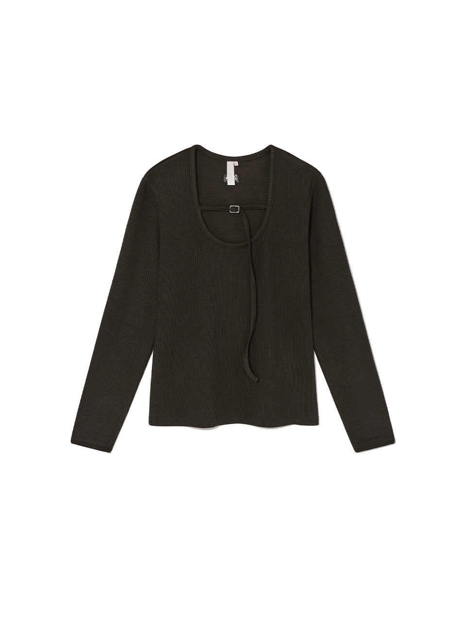 Kijun - Belted U-Neck Top (Dark Brown) product image 6 | TRAB K-Fashion Australia
