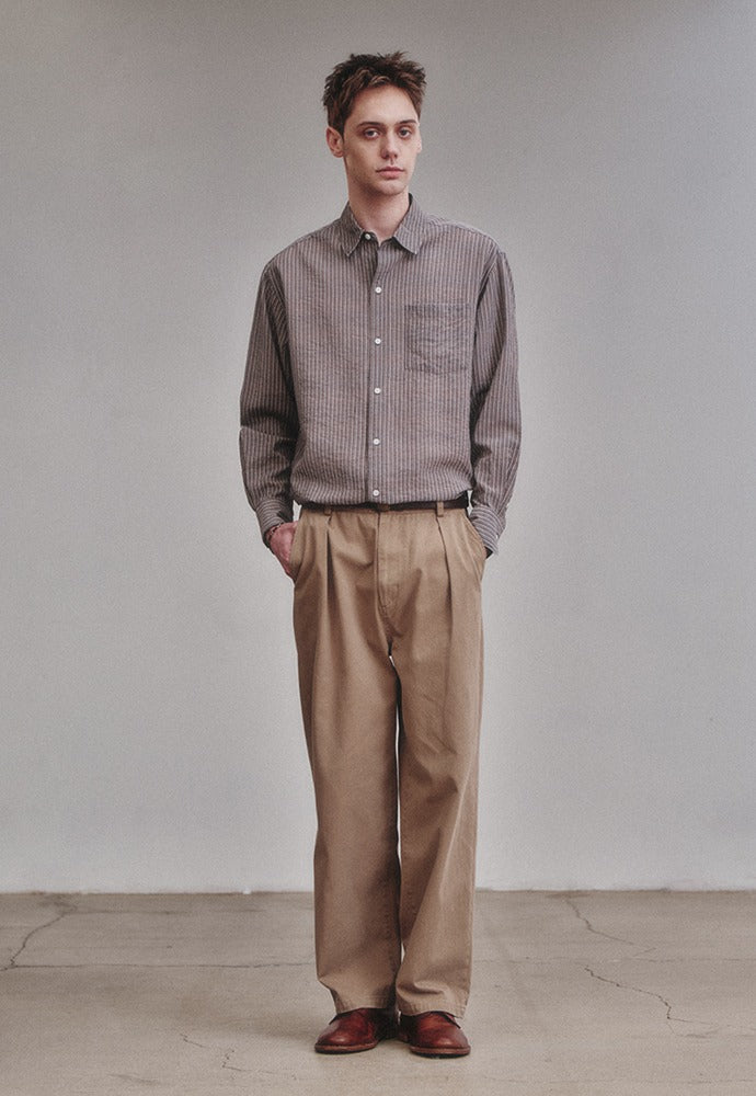Art if acts - Wrinkle Rayon Shirt (Wood/Cream) product image 1 | TRAB K-Fashion Australia
