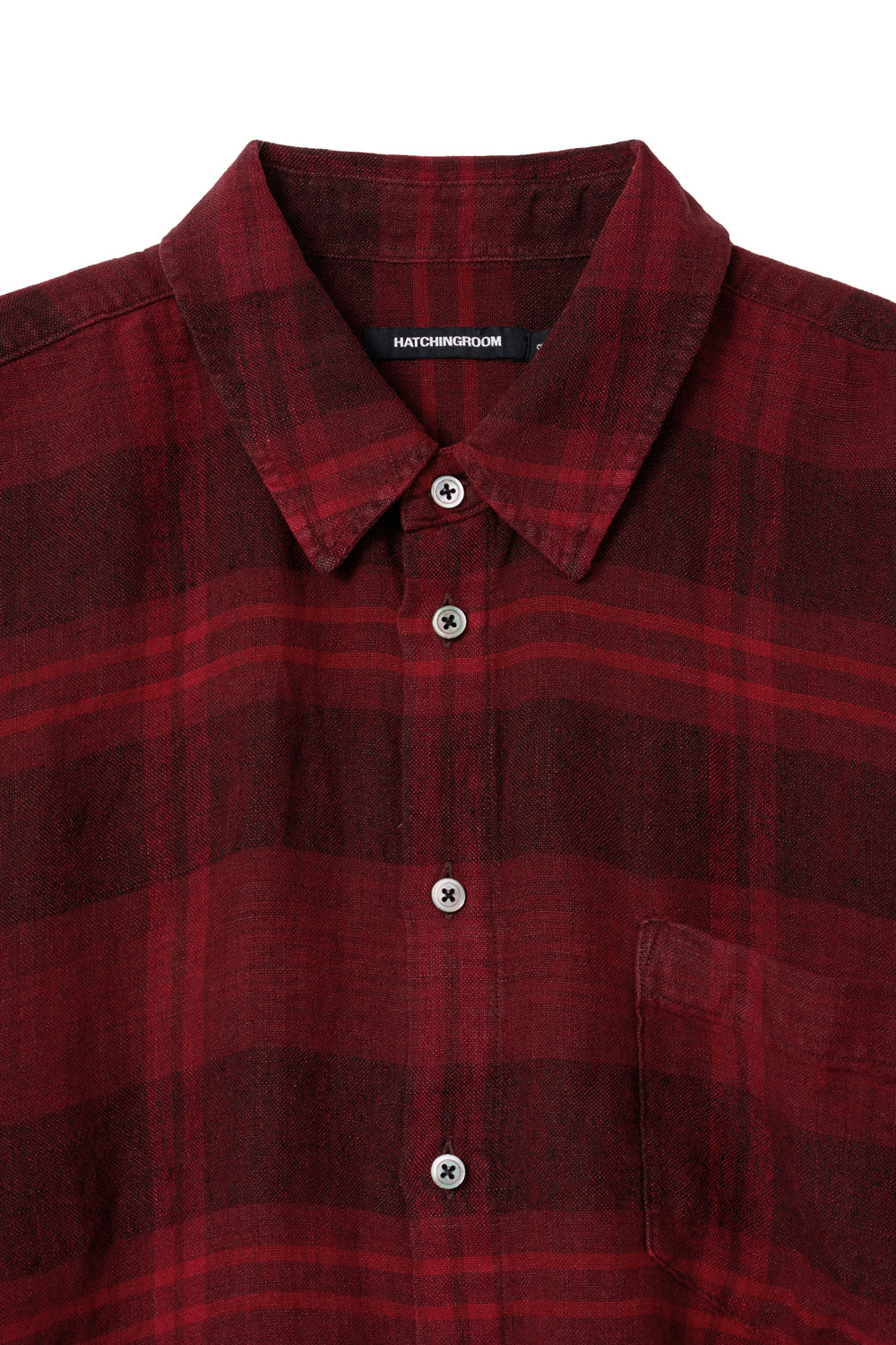 Hatchingroom - Classic Shirt Linen Big Check Dark (Red) product image 3 | TRAB K-Fashion Australia