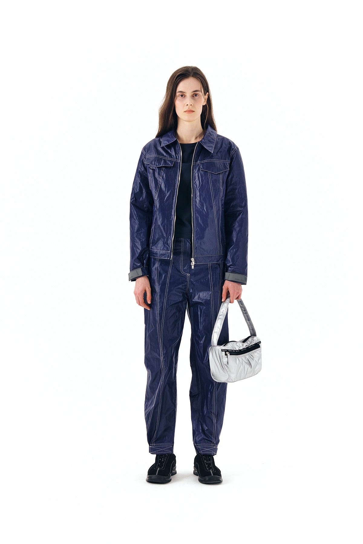 Matin Kim - Stitch Detailed Trucker Pants (Blue) product image 5 | TRAB K-Fashion Australia