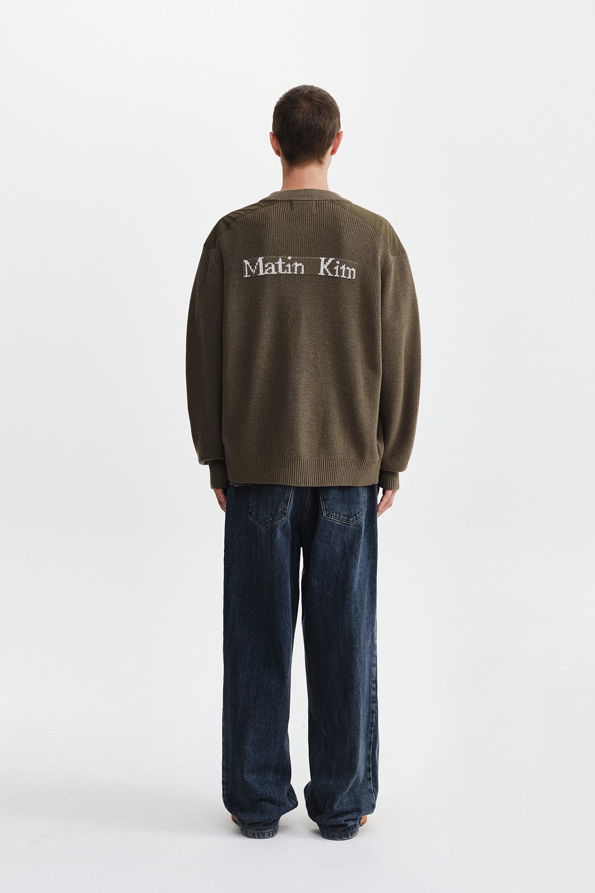 Matin Kim - Patch Detail Knit Zip Up (Khaki) product image 8 | TRAB K-Fashion Australia