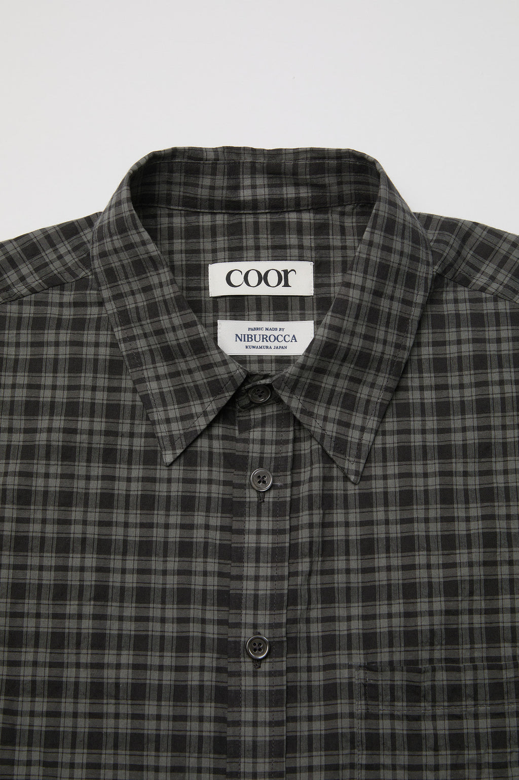 Coor - Alternative Wrinkle Check Half Shirt (Washed Black) product image 5 | TRAB K-Fashion Australia