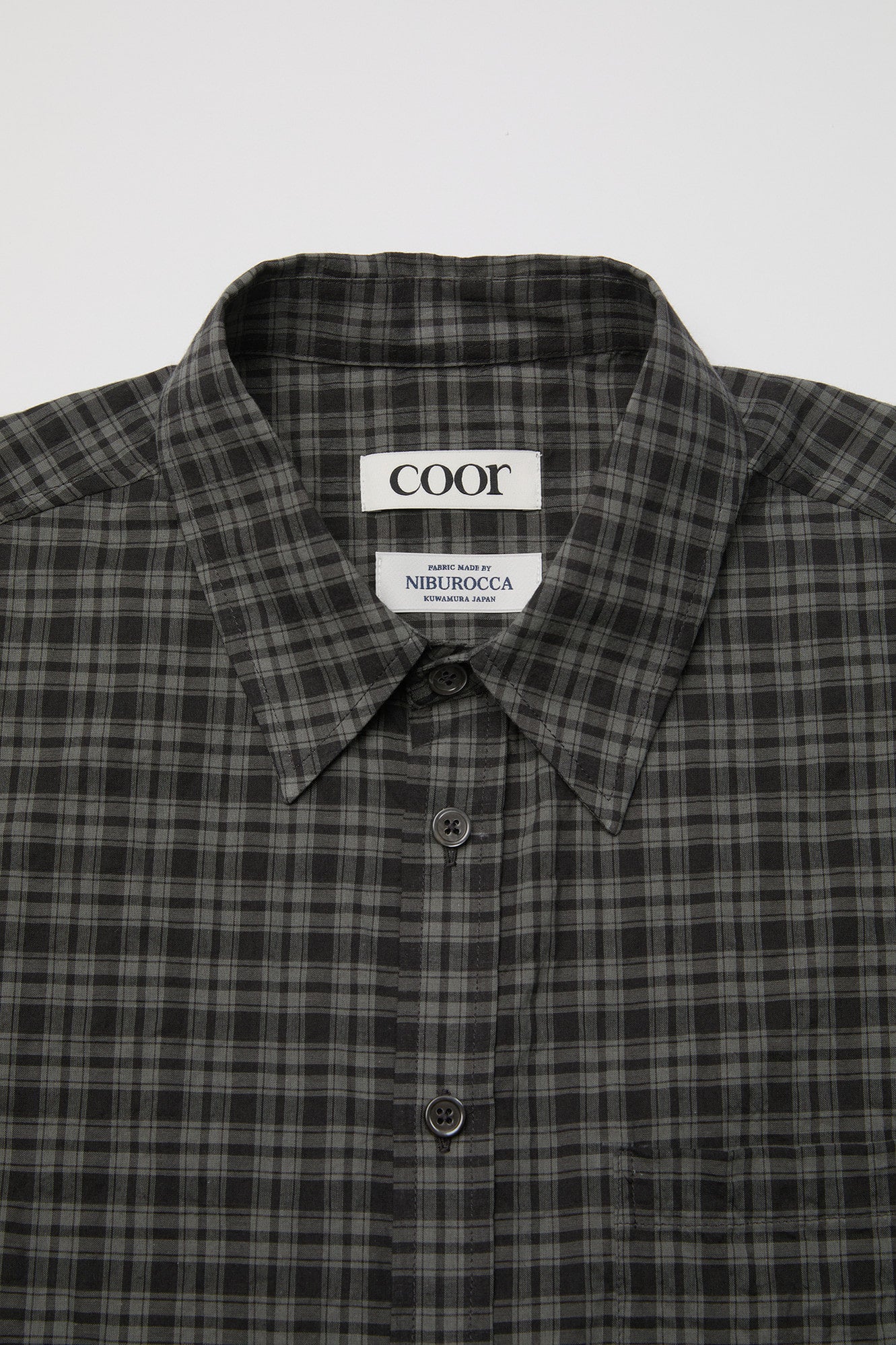 Coor - Alternative Wrinkle Check Half Shirt (Washed Black) product image 5 | TRAB K-Fashion Australia