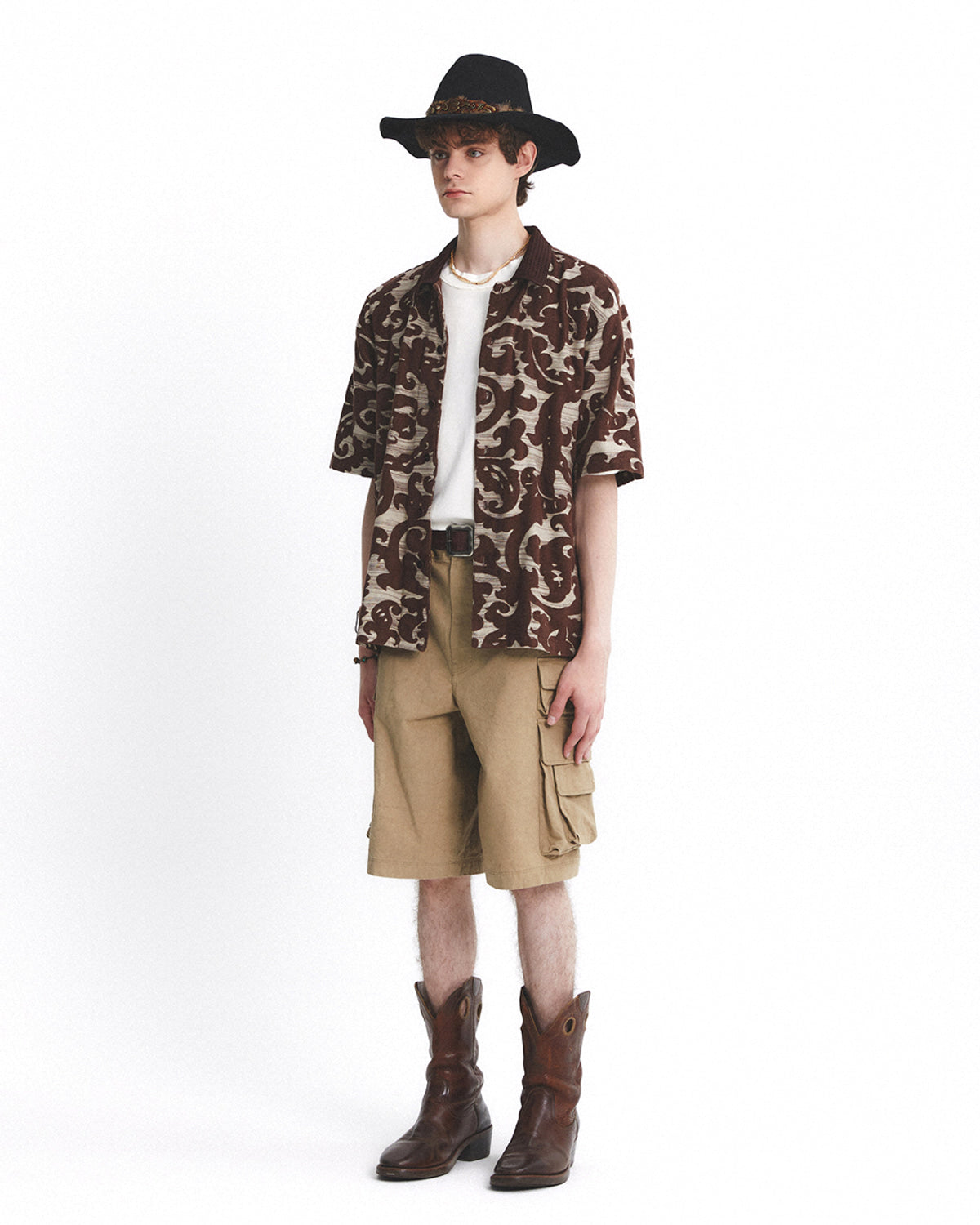 Eastlogue - Textured Collar Shirt (Brown Jacquard) product image 4 | TRAB K-Fashion Australia