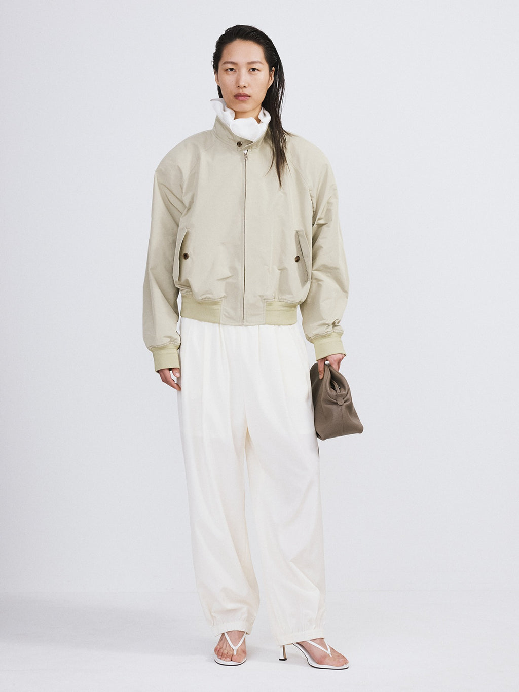 Recto - Crop Harrington Jumper (Light Khaki) product image 1 | TRAB K-Fashion Australia