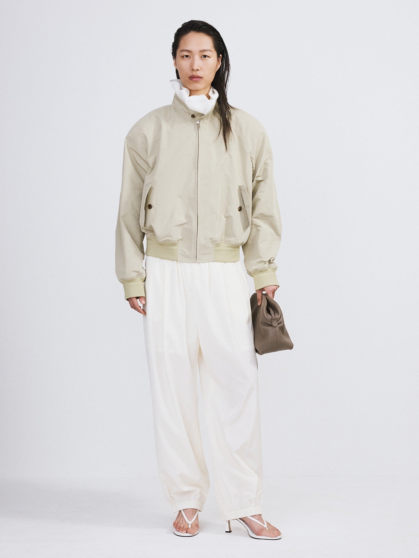 Recto - Crop Harrington Jumper (Light Khaki) product image 1 | TRAB K-Fashion Australia