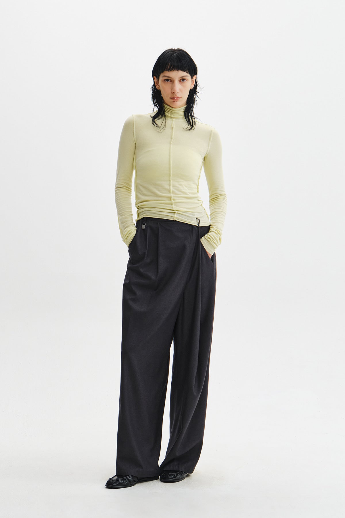 Matin Kim - Raw Cut High Neck Top (Lime) product image 10 | TRAB K-Fashion Australia