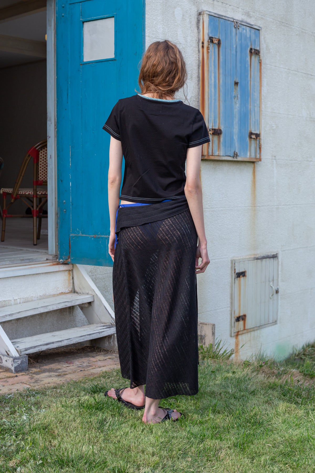 Matin Kim - Foldover Layered Maxi Wrap Skirt (Black) product image 10 | TRAB K-Fashion Australia