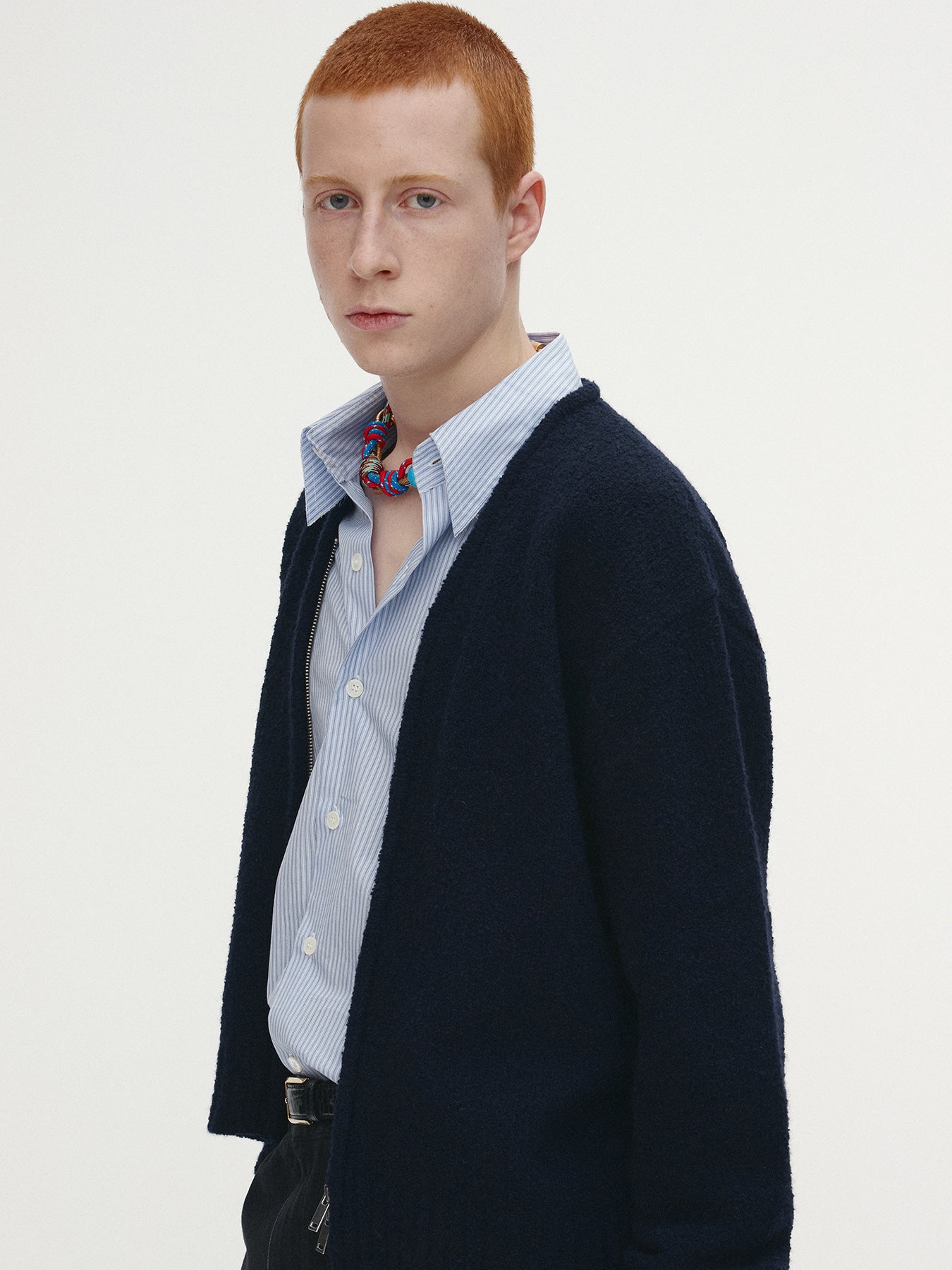 Tonywack - Baby Alpaca Brushed Zip Cardigan (Navy) product image 5 | TRAB K-Fashion Australia