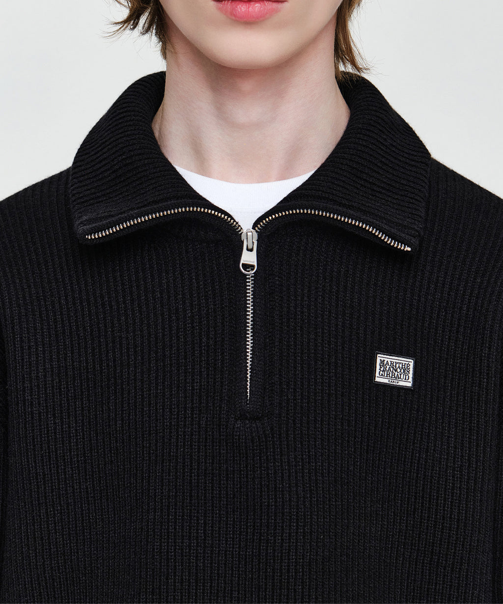 Marithe & Francois Girbaud - Small Classic Logo Oversized Half Zip-up Knit (Black) product image 4 | TRAB K-Fashion Australia