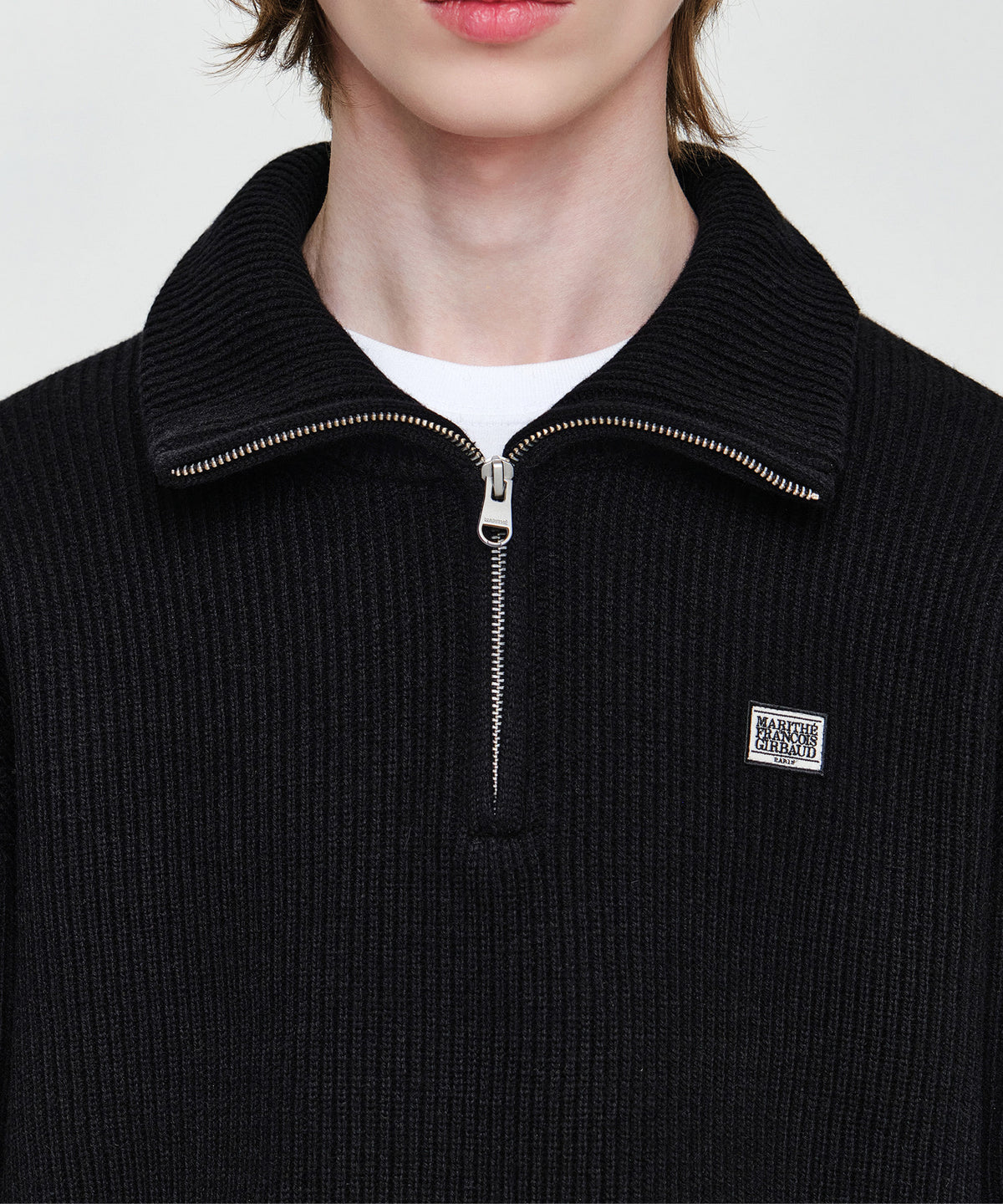 Marithe & Francois Girbaud - Small Classic Logo Oversized Half Zip-up Knit (Black) product image 4 | TRAB K-Fashion Australia