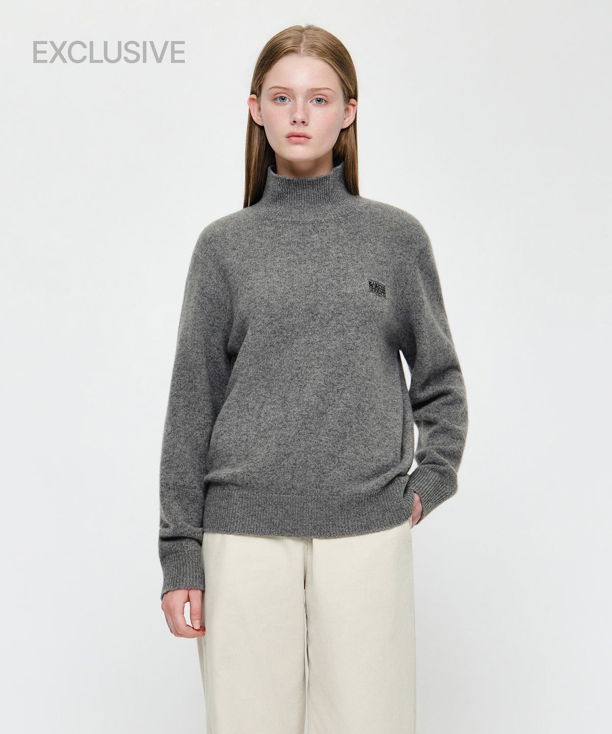 Marithe & Francois Girbaud - Premium Small Classic Logo Wool Turtle Neck Knit (Gray) product image 1 | TRAB K-Fashion Australia