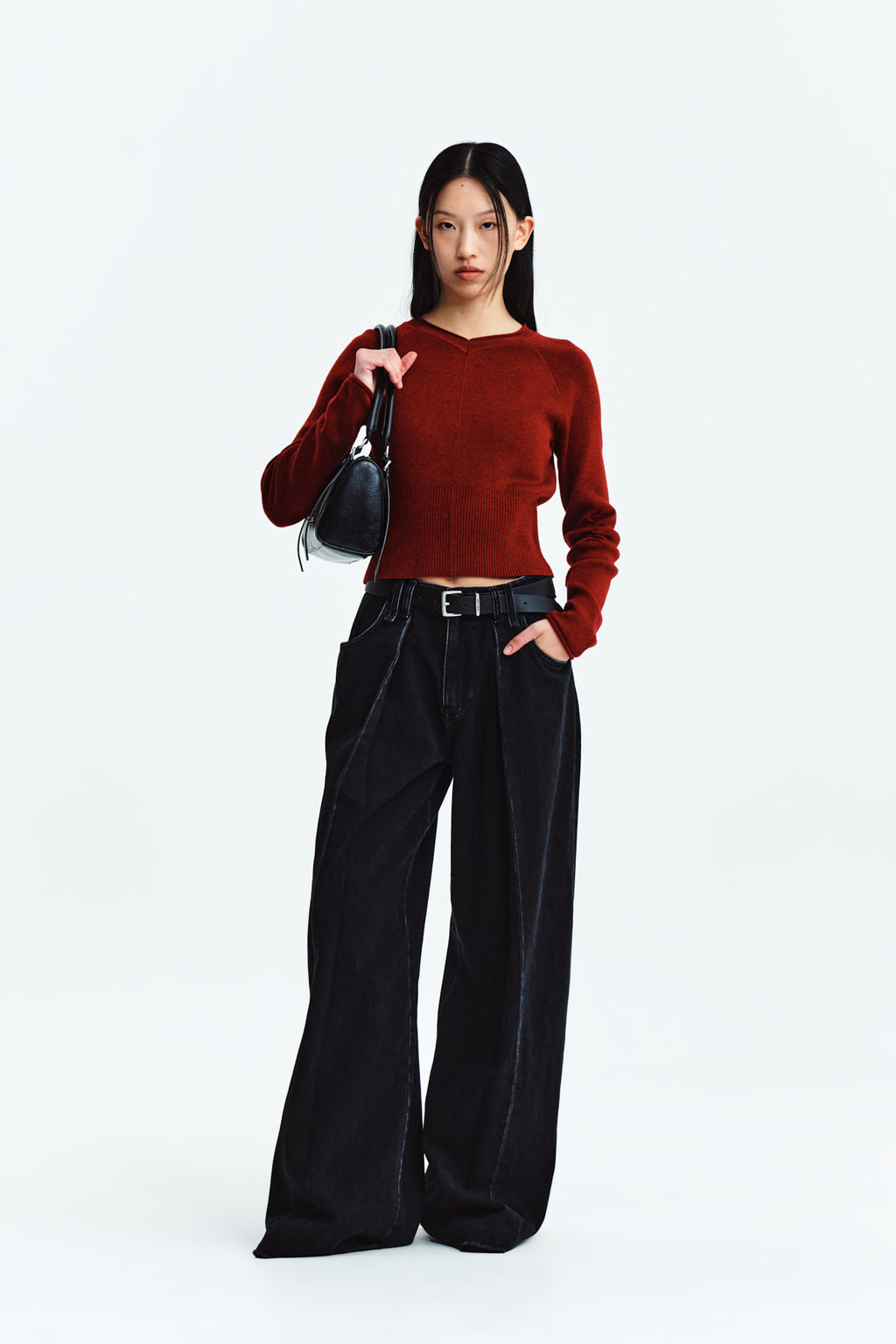 Matin Kim - Tuck Point Wide Denim Pants (Black) product image 9 | TRAB K-Fashion Australia