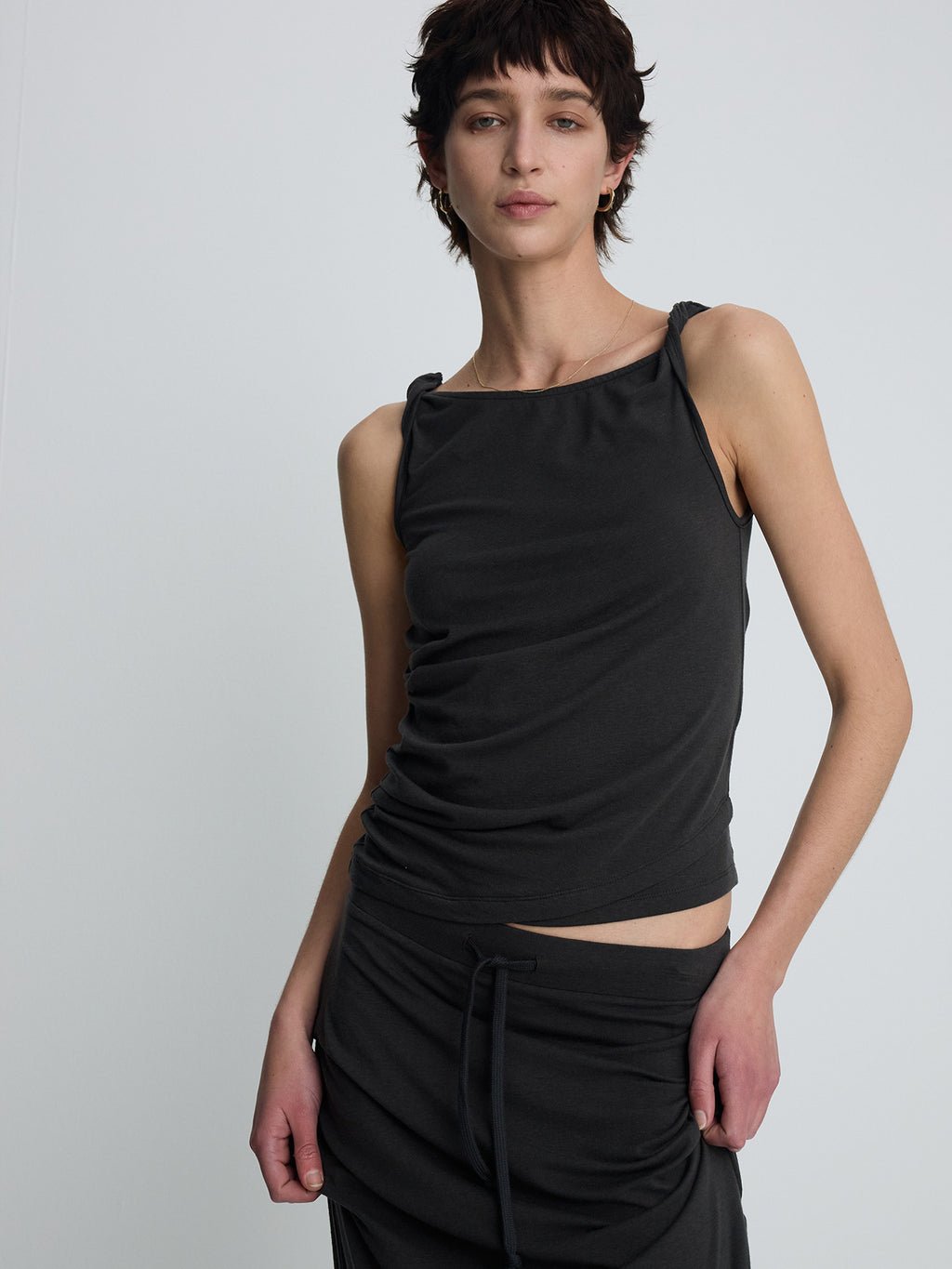 Tonywack - Soft Draped Twist Sleeveless Top (Charcoal) product image 5 | TRAB K-Fashion Australia