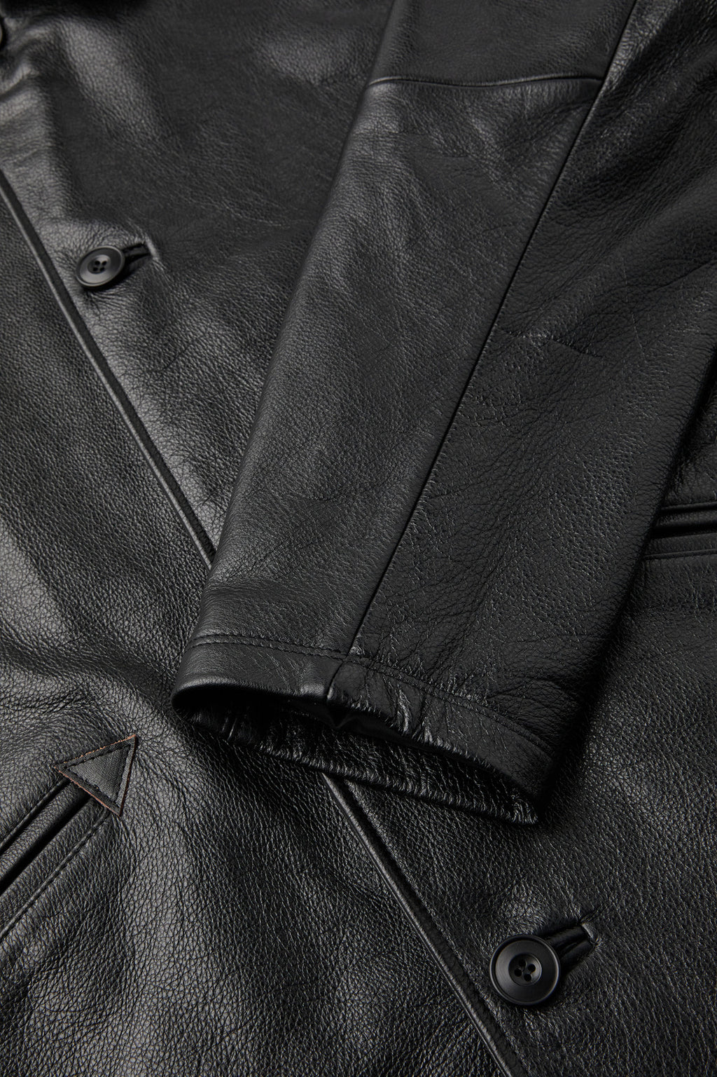 Coor - Chevron Stitched Cow Leather Car Coat (Black) product image 6 | TRAB K-Fashion Australia
