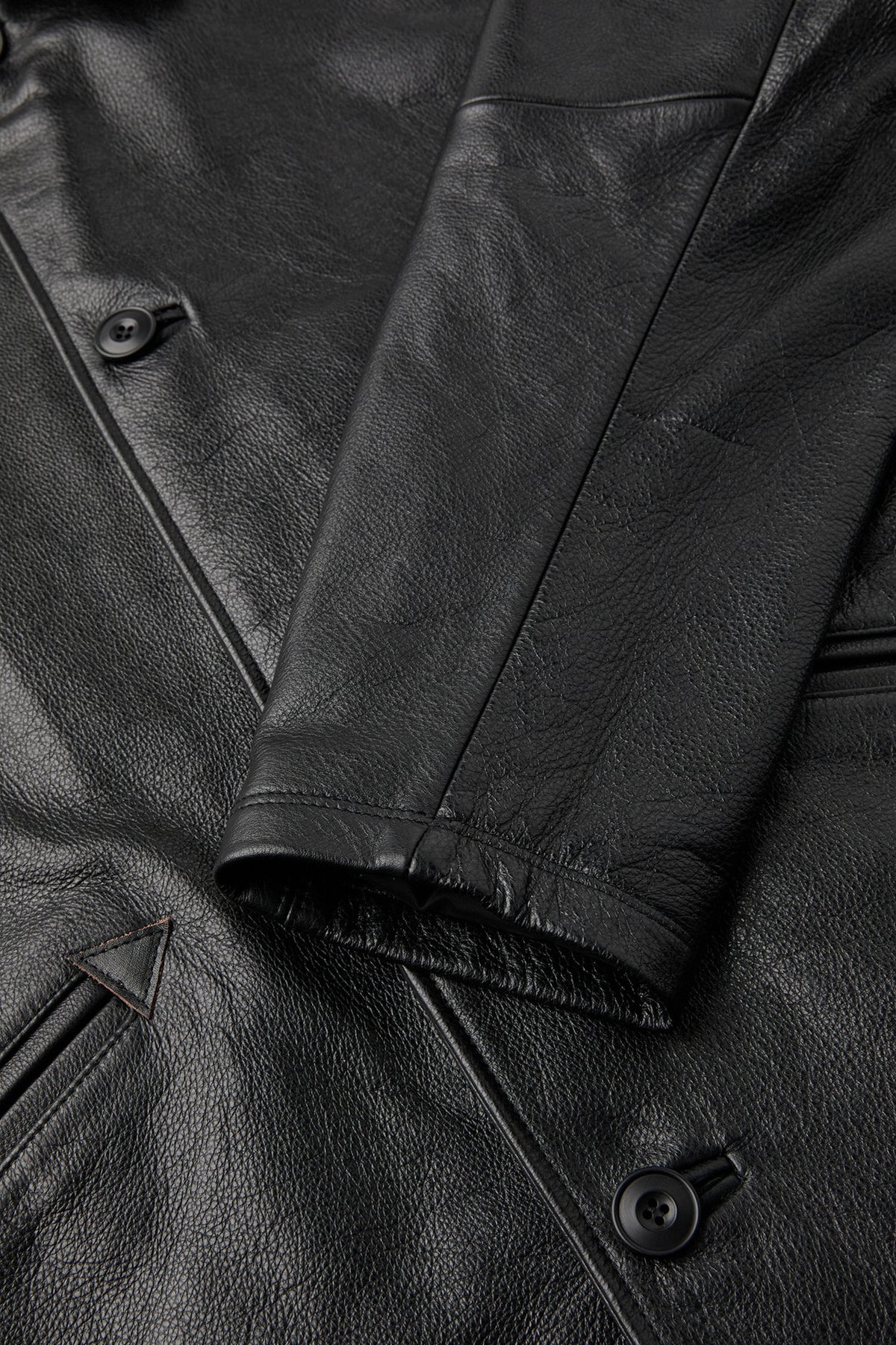 Coor - Chevron Stitched Cow Leather Car Coat (Black) product image 6 | TRAB K-Fashion Australia