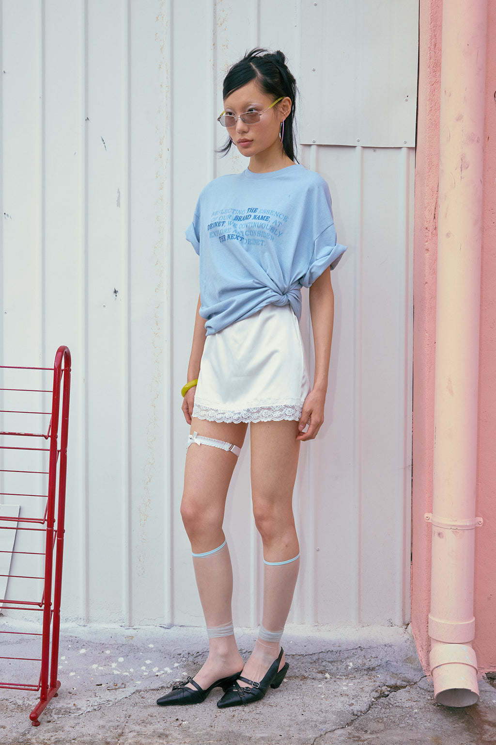 Deinet - Lettering T-Shirt (Sky Blue) product image 2 | TRAB K-Fashion Australia