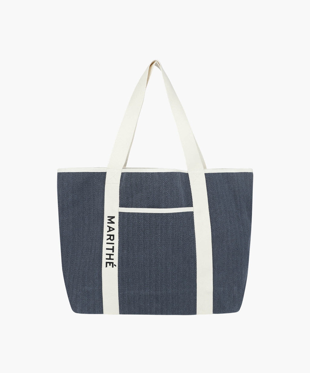 Marithe & Francois Girbaud - Regular Logo Big Cotton Bag (Navy) product image 1 | TRAB K-Fashion Australia