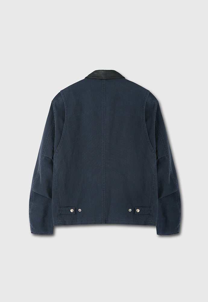 Tonywack - Leather Collar Garment-Washed Chore Jacket (Navy) product image 10 | TRAB K-Fashion Australia