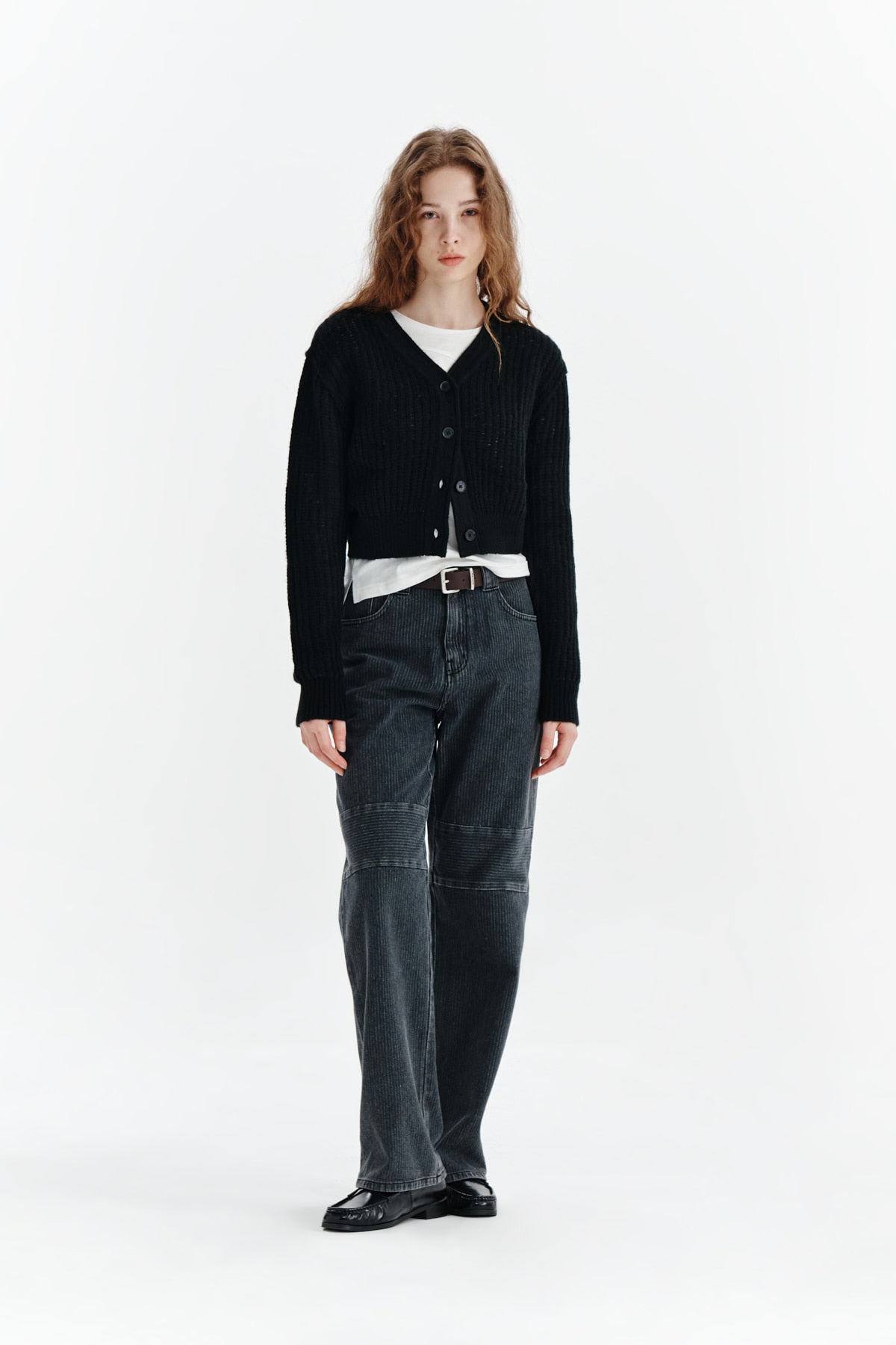 Matin Kim - Knee Point Stripe Denim Pants (Grey) product image 9 | TRAB K-Fashion Australia