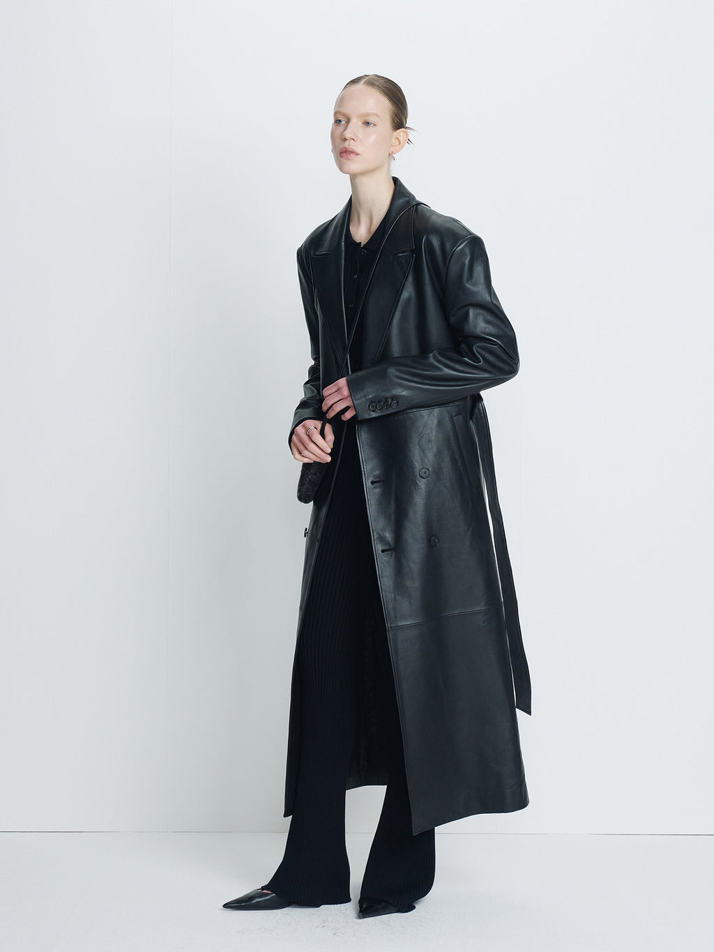 Tonywack - Nappa Leather Double-Breasted Coat (Black) product image 2 | TRAB K-Fashion Australia