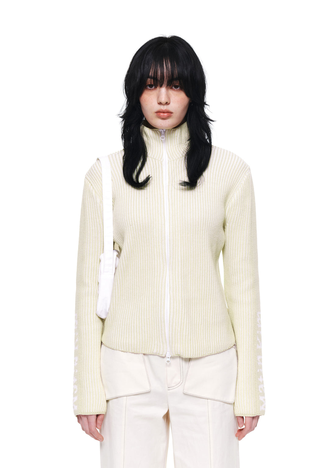 Matin Kim - Sleeve Point Zip Up Cardigan (Ivory) product image 10 | TRAB K-Fashion Australia