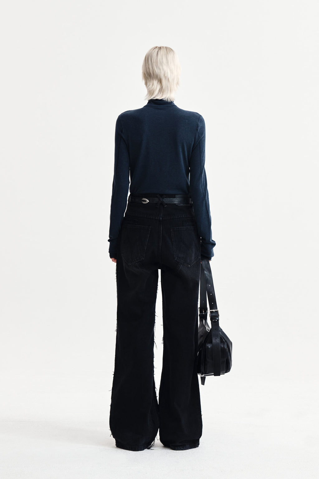 Matin Kim - Button Slit Half Neck Top (Navy) product image 7 | TRAB K-Fashion Australia