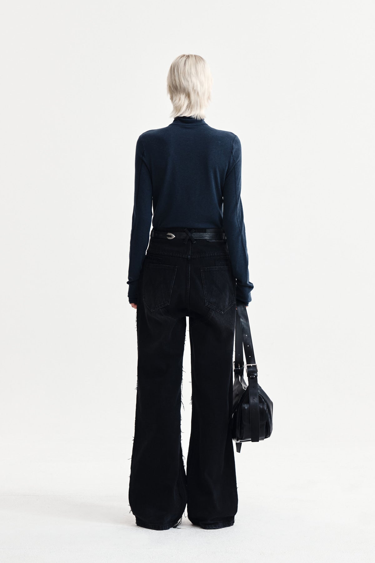 Matin Kim - Button Slit Half Neck Top (Navy) product image 7 | TRAB K-Fashion Australia