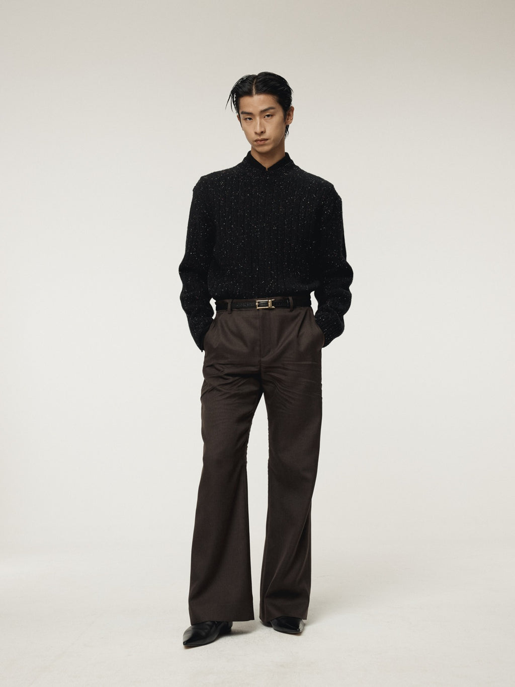 Recto - Crease Detail Flare Pants (Vintage Brown) product image 1 | TRAB K-Fashion Australia