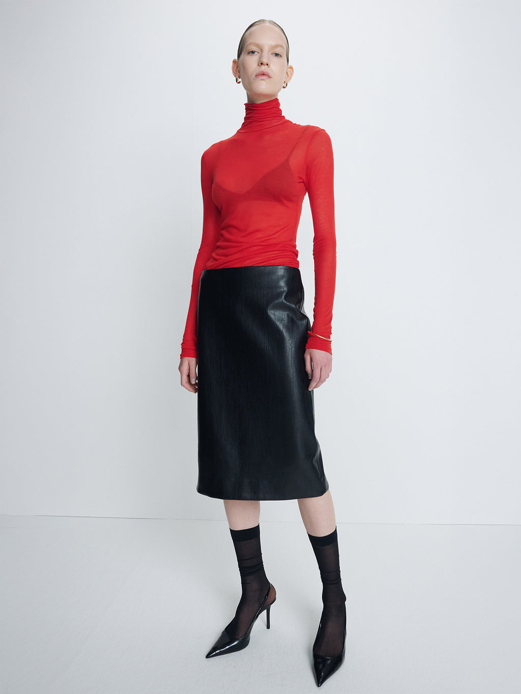 Tonywack - Faux Leather Midi Skirt (Black) product image 9 | TRAB K-Fashion Australia