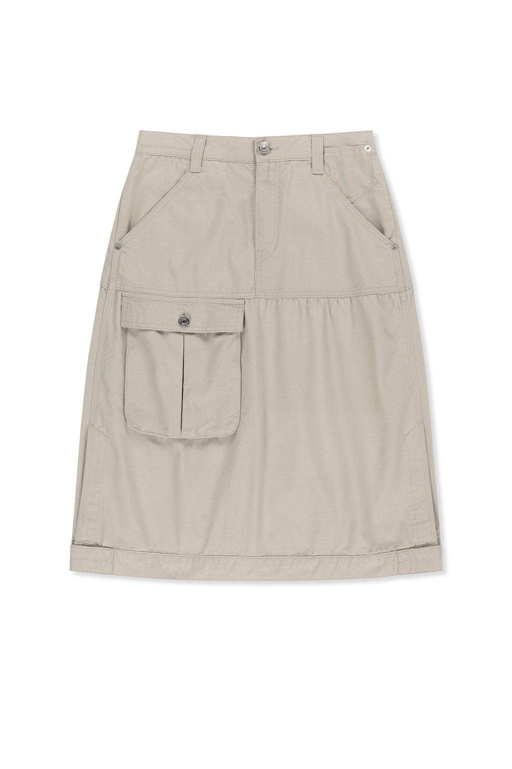 Matin Kim - Vintage Pocket Midi Skirt (Light Beige) product image 1 | TRAB K-Fashion Australia
