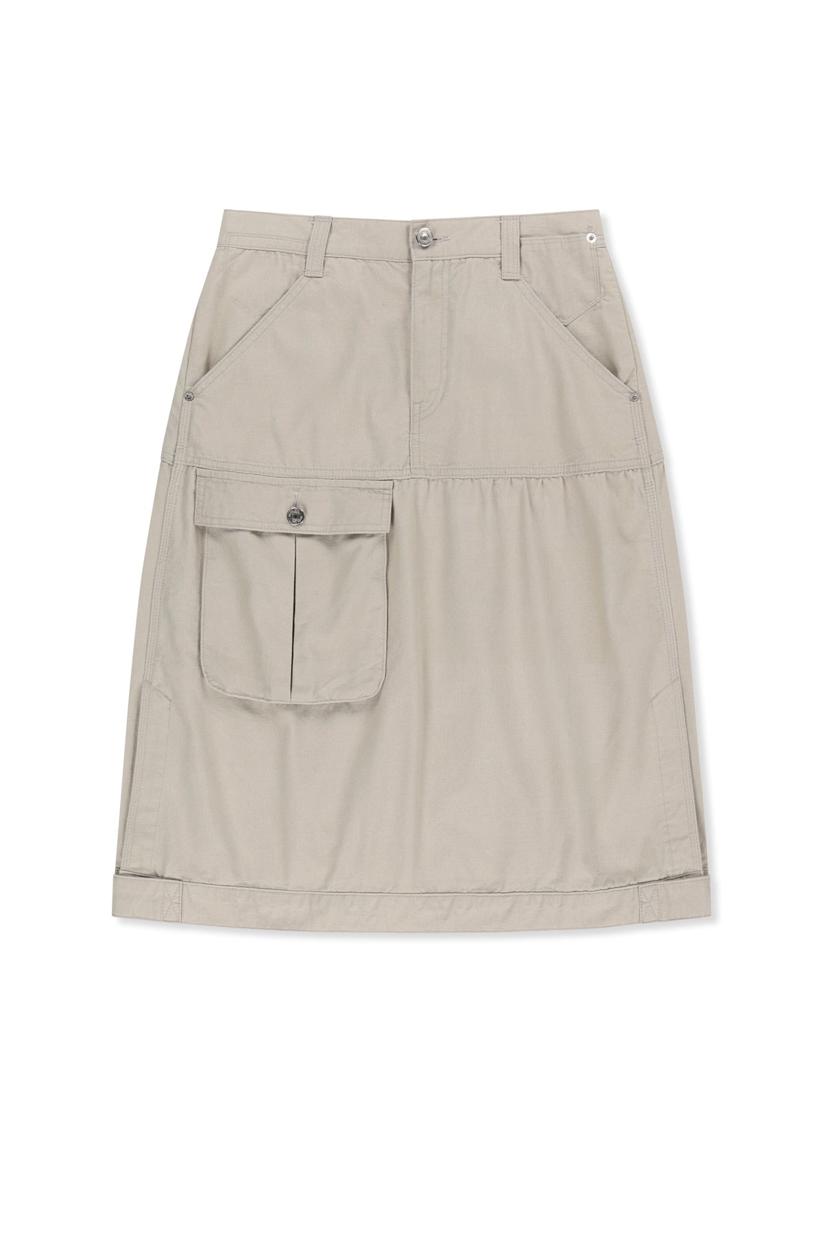 Matin Kim - Vintage Pocket Midi Skirt (Light Beige) product image 1 | TRAB K-Fashion Australia