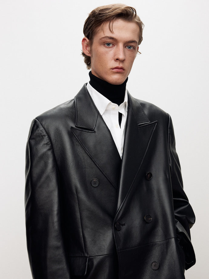 Tonywack - Nappa Leather Double-Breasted Coat (Black) product image 9 | TRAB K-Fashion Australia