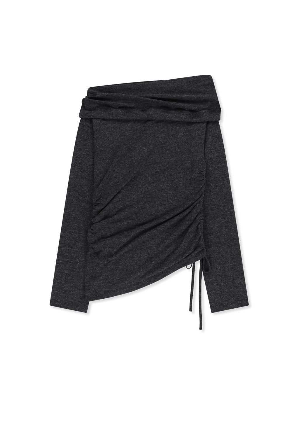 Matin Kim - Asymmetric Side Shirring Top (Charcoal) product image 2 | TRAB K-Fashion Australia