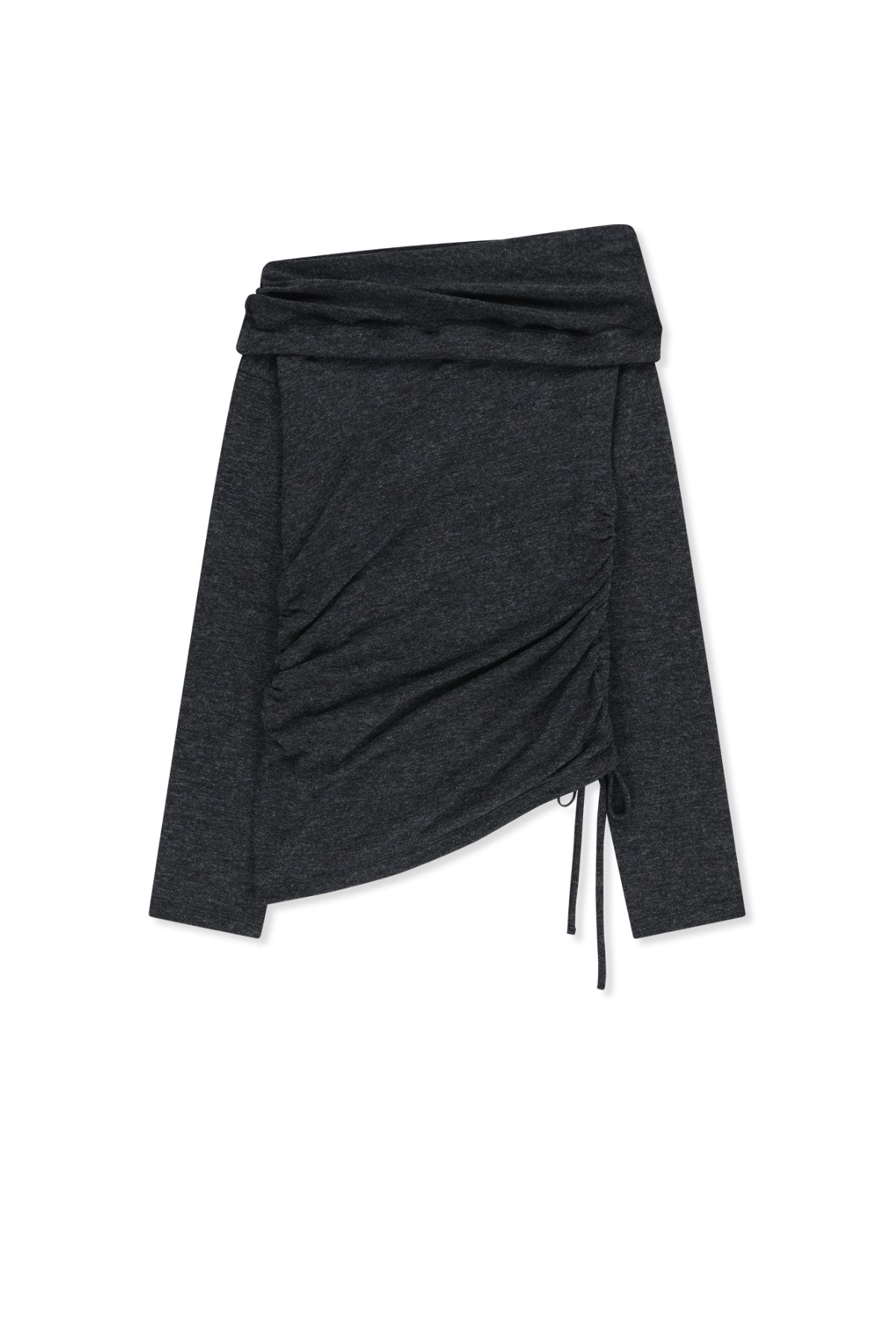 Matin Kim - Asymmetric Side Shirring Top (Charcoal) product image 2 | TRAB K-Fashion Australia