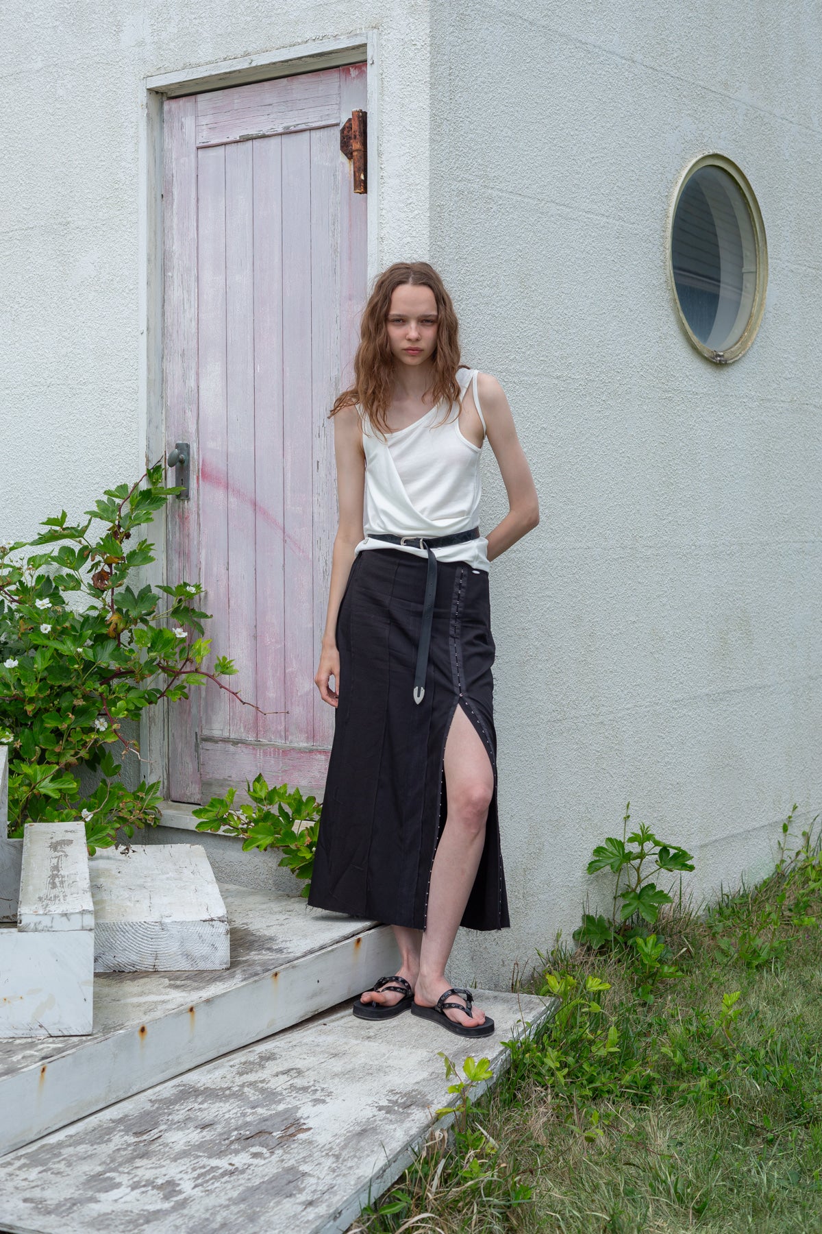 Matin Kim - Unbalance Tuck Sleeveless Top (White) product image 12 | TRAB K-Fashion Australia