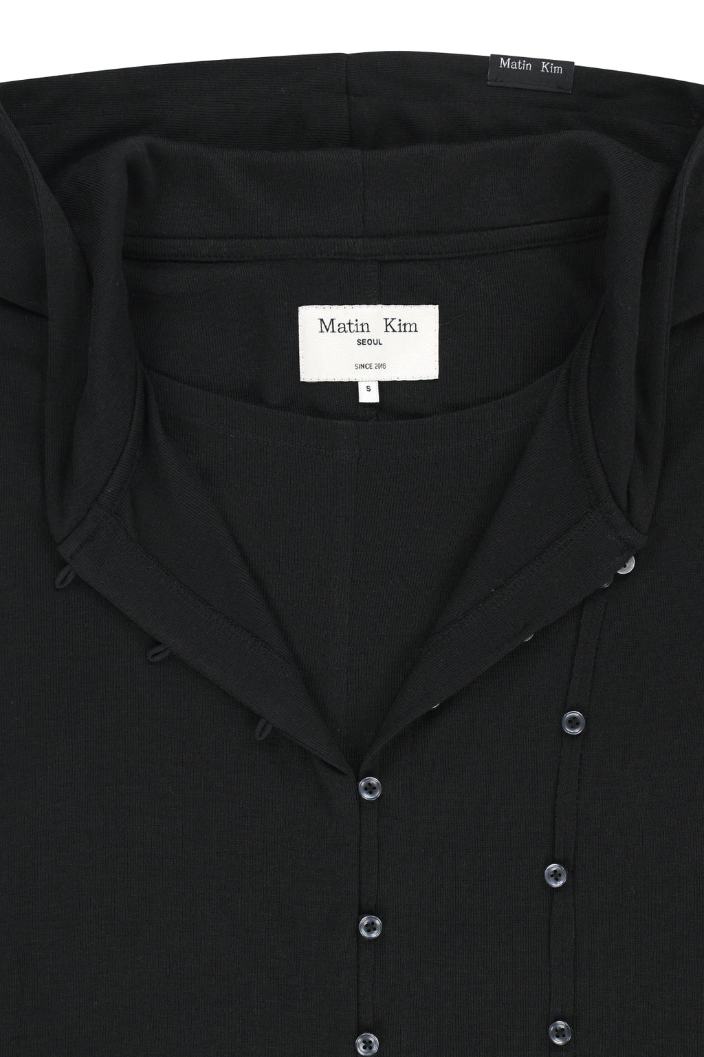 Matin Kim - Double Layer Button Hood Top (Black) product image 5 | TRAB K-Fashion Australia