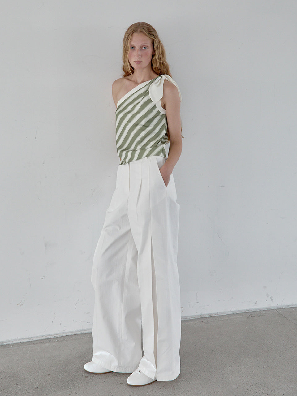 Kijun - [Ships 18 June] Stripe Scarf Top (Olive Green) product image 8 | TRAB K-Fashion Australia
