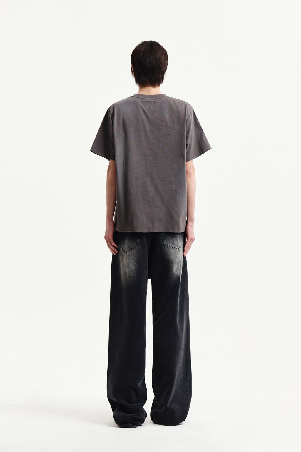 Matin Kim - Spray Washed Lettering Damaged Top (Charcoal) product image 12 | TRAB K-Fashion Australia