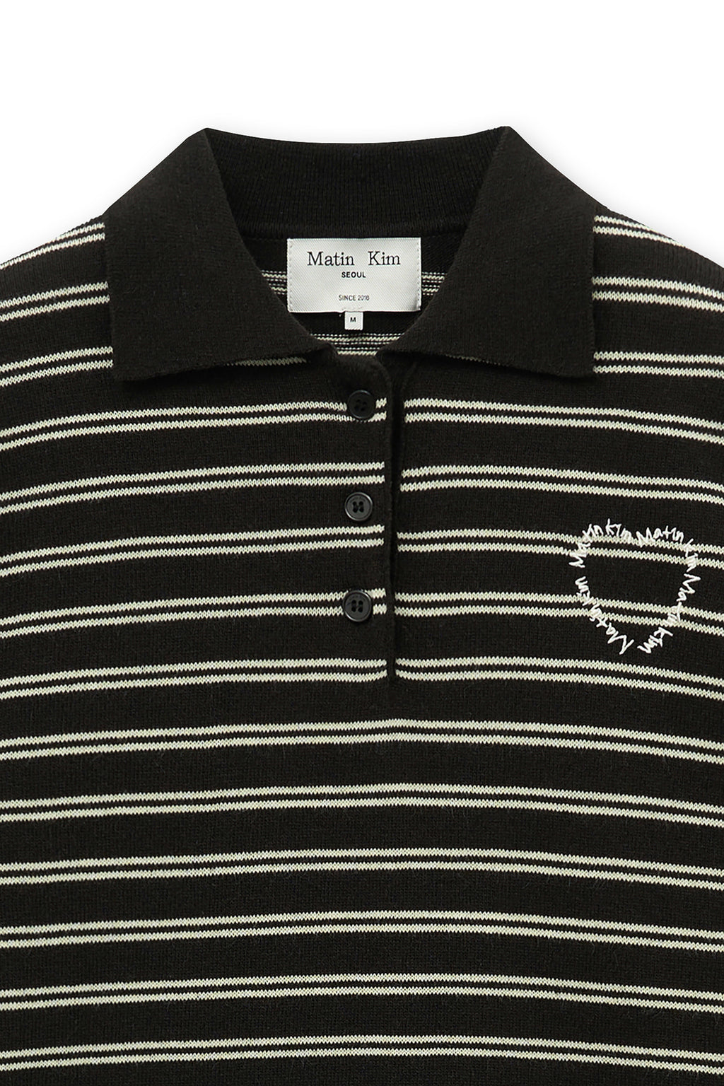 Matin Kim - Heart Logo Collar Striped Pullover (Brown) product image 4 | TRAB K-Fashion Australia