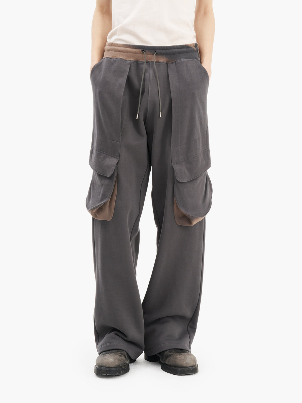 Jiyong Kim - Sun-Bleached Draped Pocket Sweatpants (Grey) product image 1 | TRAB K-Fashion Australia
