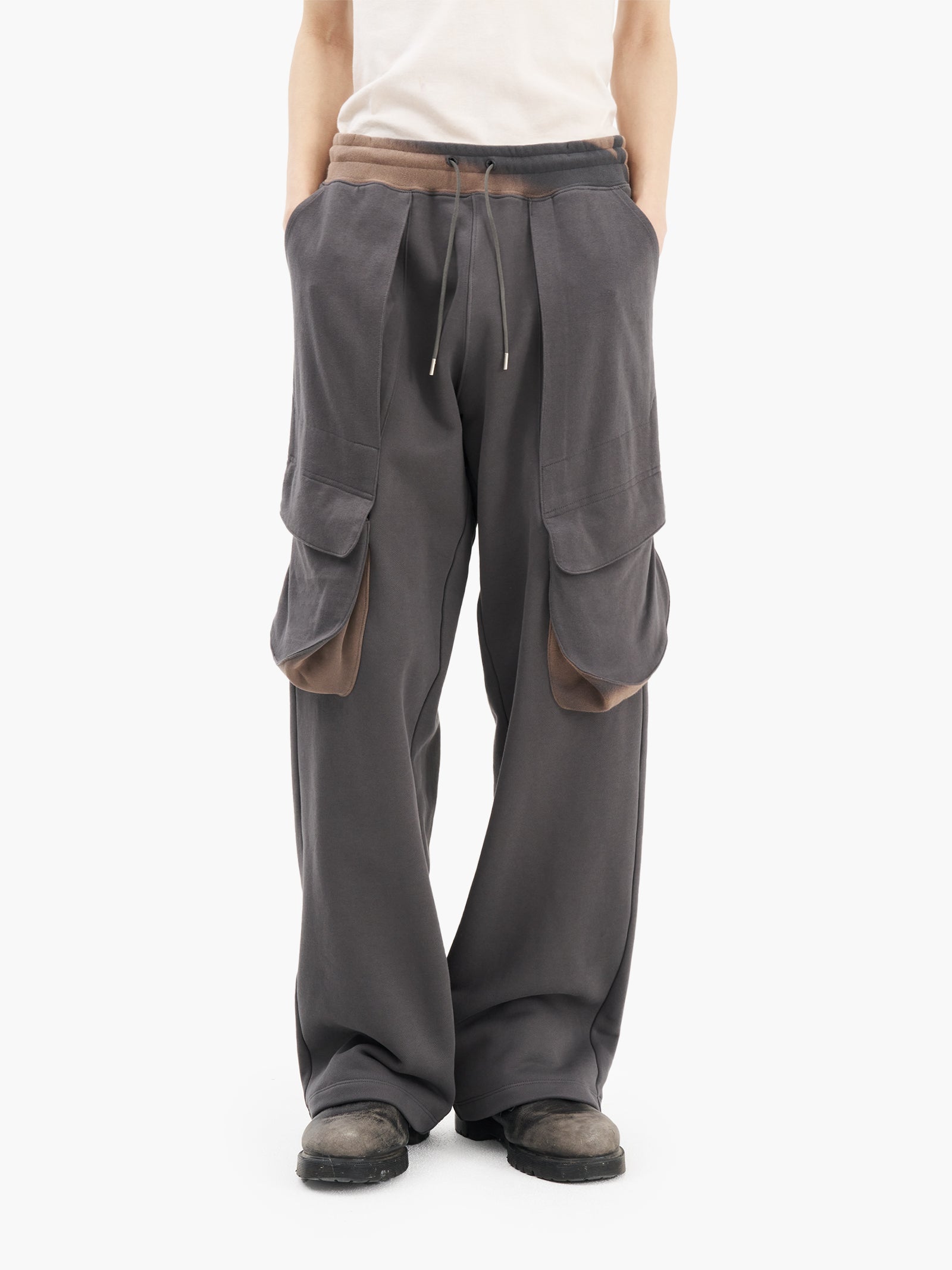 Jiyong Kim - Sun-Bleached Draped Pocket Sweatpants (Grey) product image 1 | TRAB K-Fashion Australia
