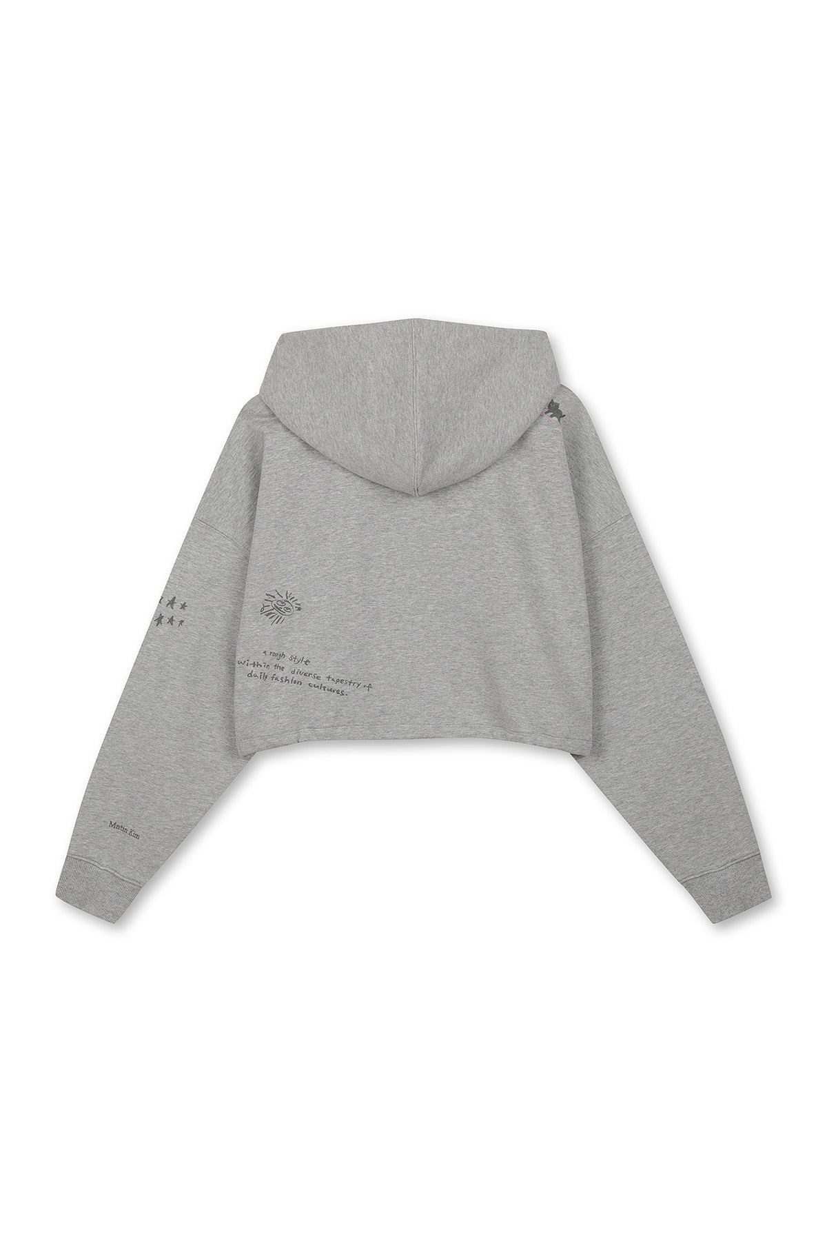 Matin Kim - Graffiti Artwork Crop Hoody Zip Up (Grey) product image 2 | TRAB K-Fashion Australia