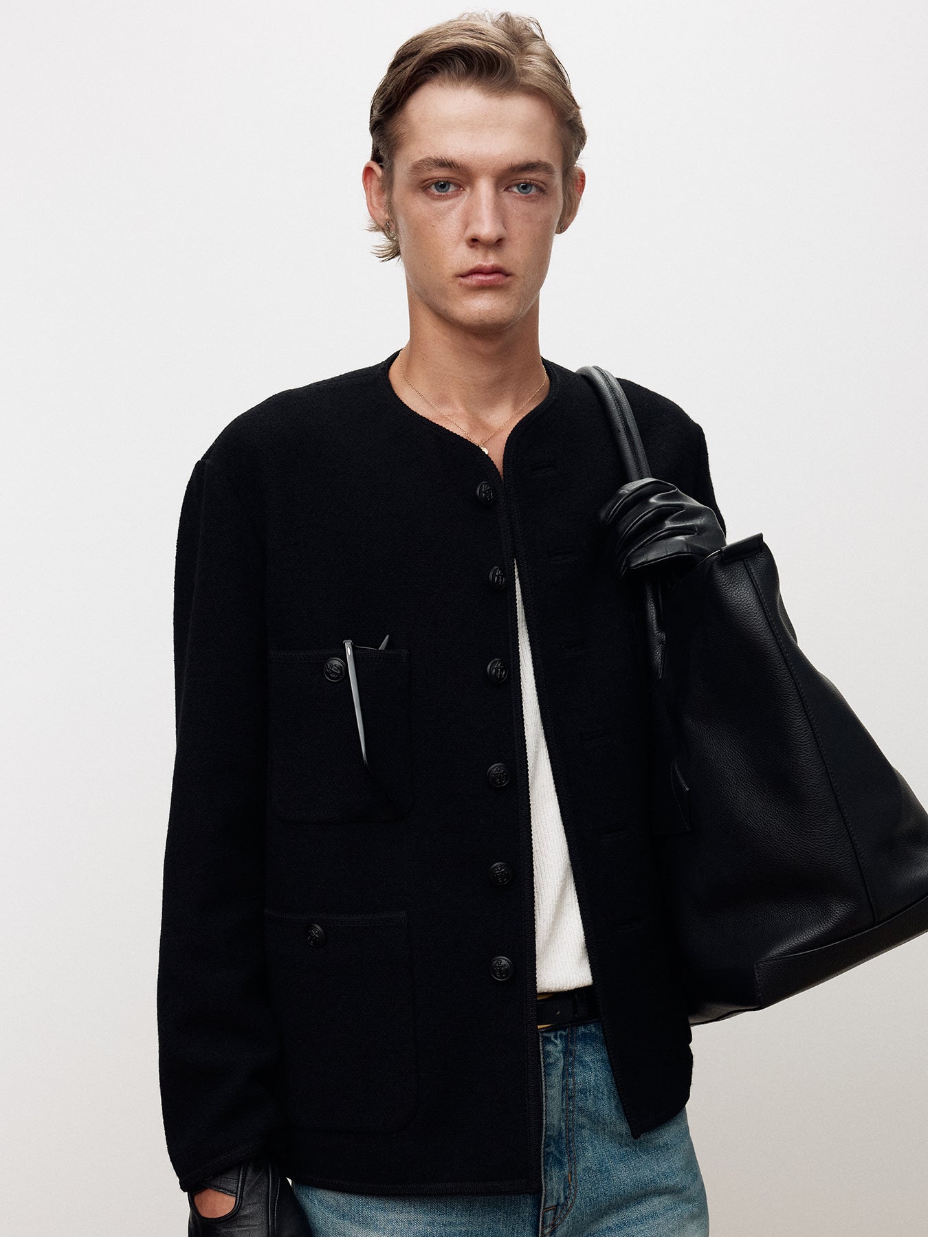 Tonywack - Wool Tweed Buttoned Blouson (Black) product image 9 | TRAB K-Fashion Australia
