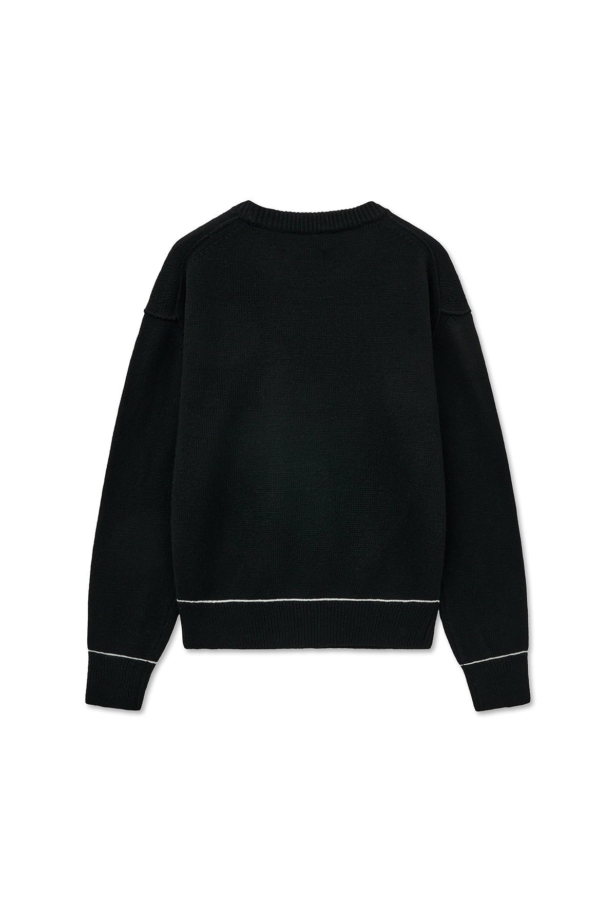 Matin Kim - Color Trim Line Logo Pullover (Black) product image 2 | TRAB K-Fashion Australia