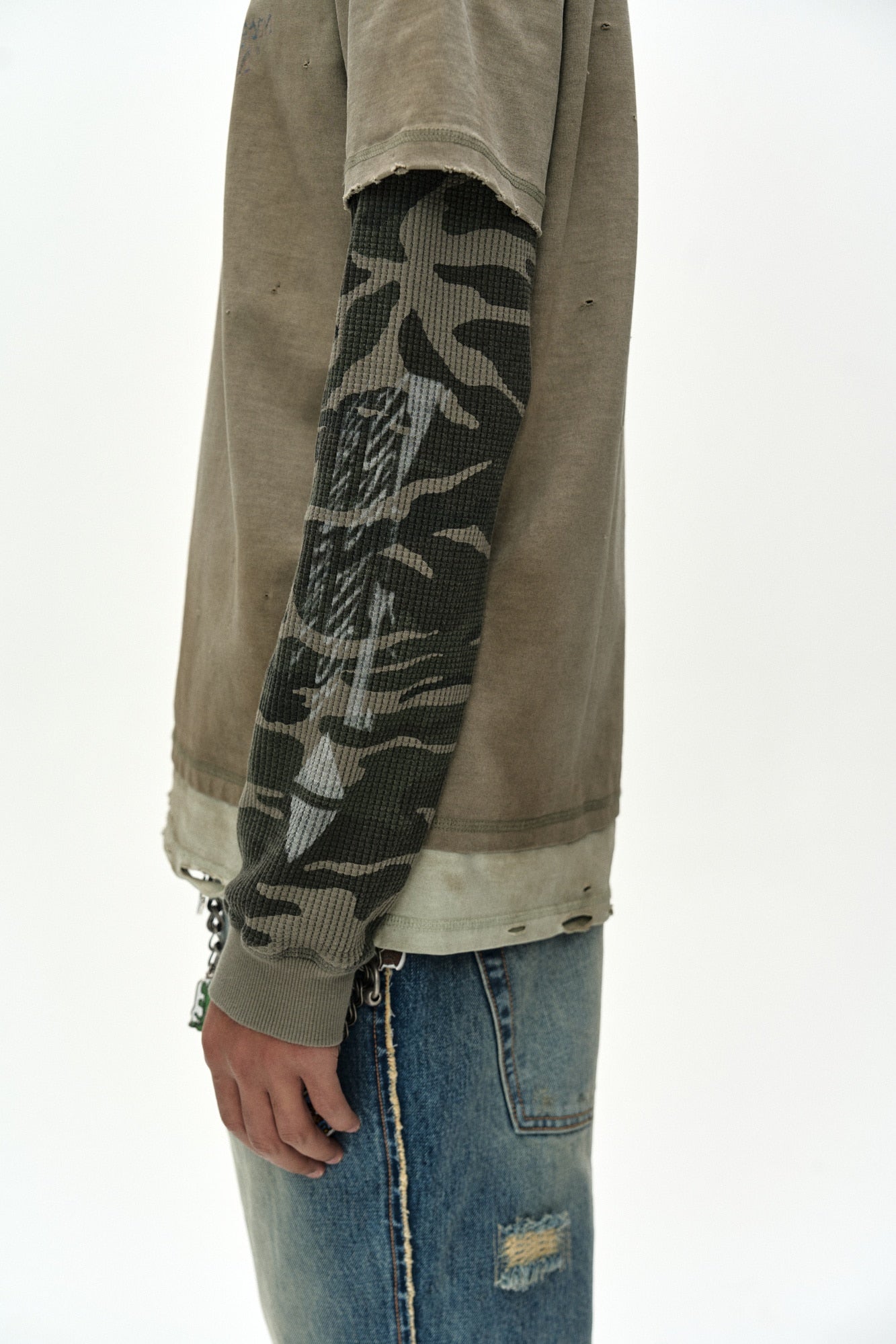 Andersson Bell - Distress Layered Long Sleeve T-Shirt (beige) (Beige) product image 5 | TRAB K-Fashion Australia