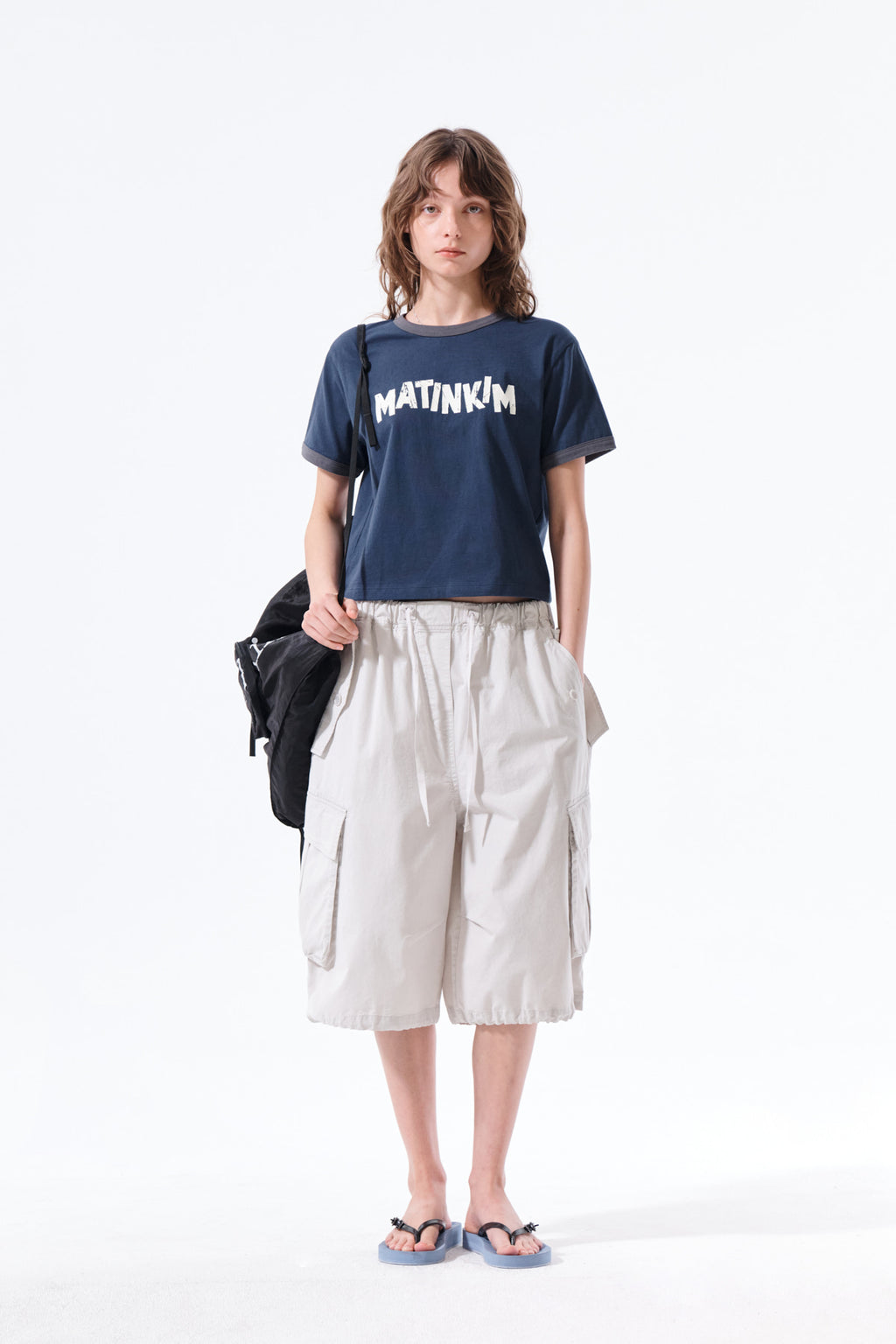Matin Kim - Matin Logo Ringer Crop Top (Navy) product image 9 | TRAB K-Fashion Australia