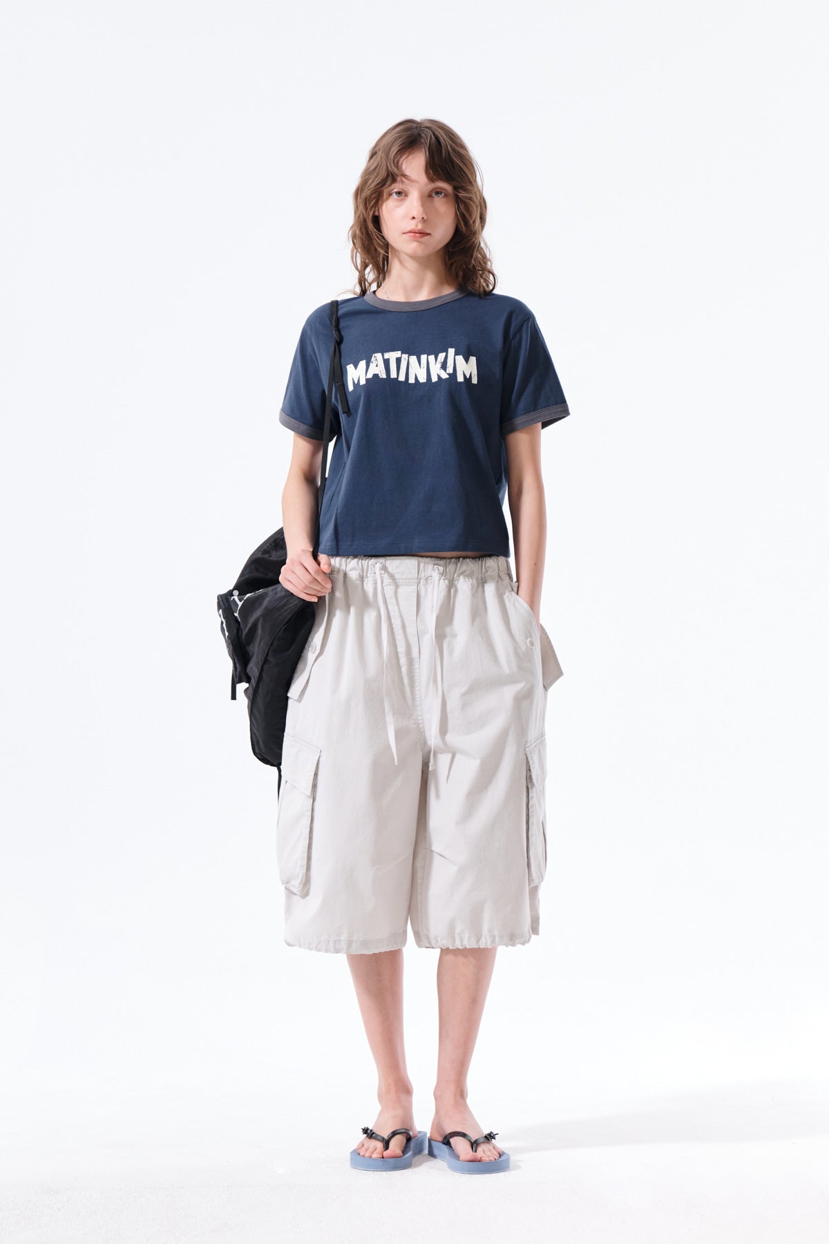 Matin Kim - Matin Logo Ringer Crop Top (Navy) product image 9 | TRAB K-Fashion Australia